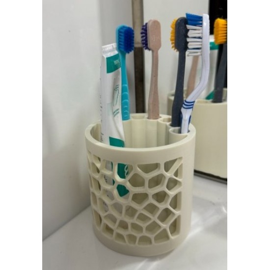 Modern Geometrik Desenli Çok Bölmeli Diş Fırçalık ve Diş Macunu Düzenleyici Banyo Organizeri