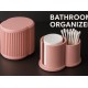 Modern İkili Banyo Düzenleyici Seti - 3D Tasarım Mat Pembe Pamukluk & Kulak Çubuğu Organizeri ve Kapaklı Saklama Kutusu