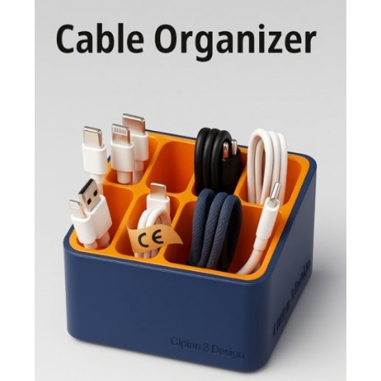 Modern Masaüstü Kablo Düzenleyici Organizer - 3D Tasarım Şarj Kablosu Standı & Estetik Kablo Saklama ve Yönetim Kutusu