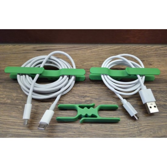 Pratik Kablo Düzenleyici Klips Seti - 3D Tasarım Taşınabilir USB ve Şarj Kablosu Toplayıcı (Yeşil)