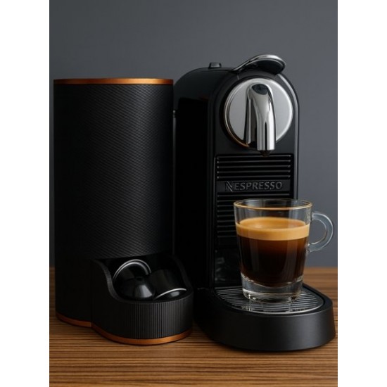 Premium Kapsül Kahve Dispenseri - 3D Tasarım Nespresso Uyumlu Karbon Dokulu Kahve Organizer & Estetik Kahve Köşesi Düzenleyici Stand