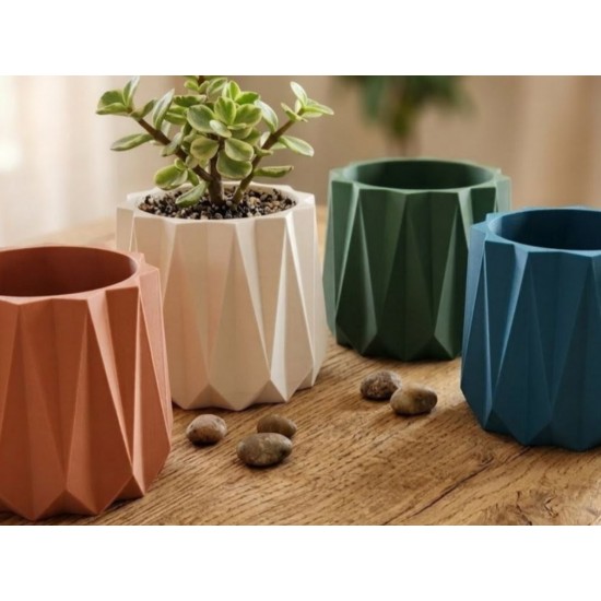 Modern Geometrik Saksı | 3D Baskı Sukulent & Kaktüs Saksısı