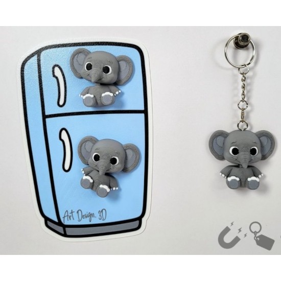 Sevimli Bebek Fil Figürlü Anahtarlık ve Magnet - 3D Tasarım Kawaii Hayvan Aksesuarı ve Kişiye Özel Renkli Hediye