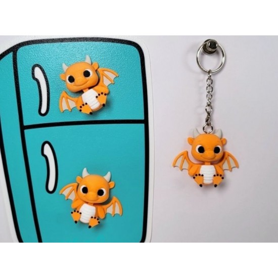 Sevimli Kanatlı Bebek Ejderha Figürlü Anahtarlık ve Magnet - 3D Tasarım Kawaii Ejdercik Aksesuarı ve Kişiye Özel Renkli Hediye