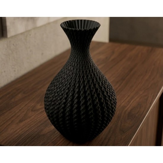 Geometrik Dokulu Dekoratif Vazo | 3D Baskı Premium Modern Çiçeklik