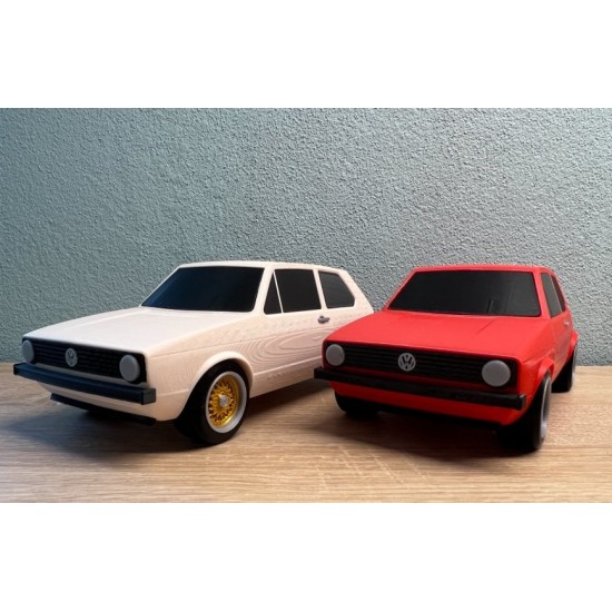 Volkswagen Golf MK1 Dekoratif Model - 3D Yazıcı Klasik Araba Biblo - Otomobil Tutkunu Hediyesi