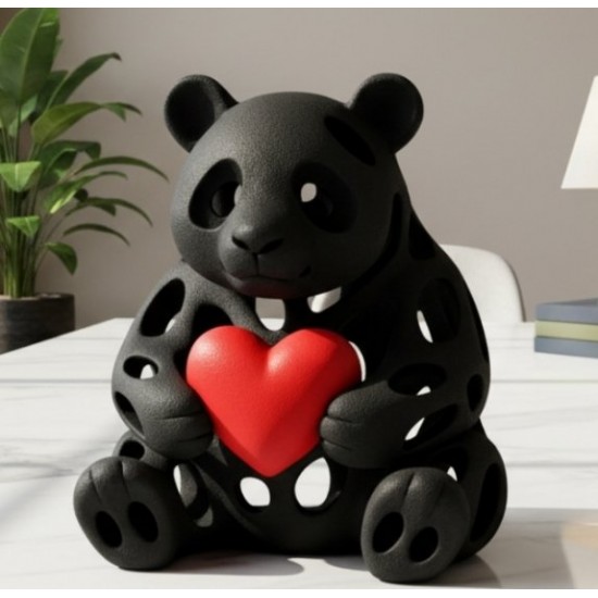 Voronoi Stil Kalpli Panda Figürü - Modern Dekoratif 3D Biblo