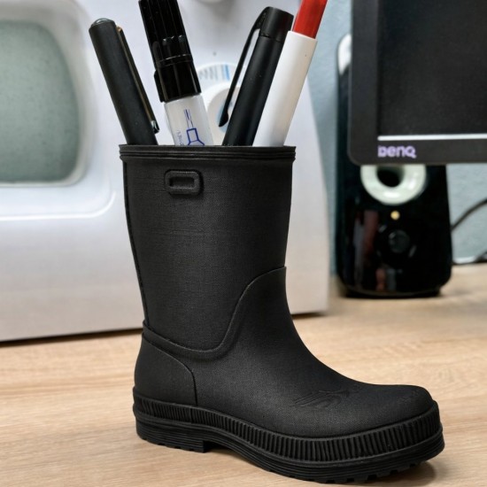 Yağmur Çizmesi Kalemlik - 3D Yazıcı Tasarım Masaüstü Organizer - Mor Dekoratif Biblo